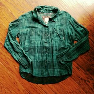 Element sheer plaid button down