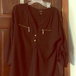 Black three quarter sleeve length blouse