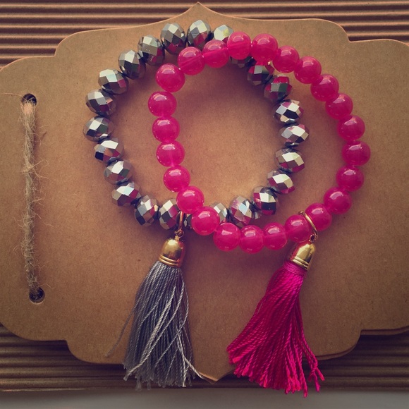 Pretty in pink (and graphite!) bracelets