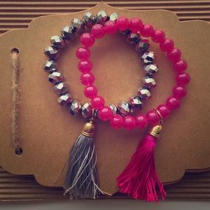 Pretty in pink (and graphite!) bracelets