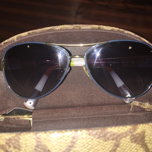 Navy blue and gold COACH sunglasses