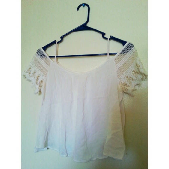 White lace cold shoulder top
