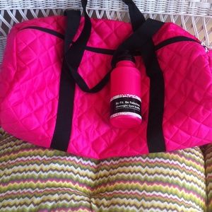 Pink duffle bag