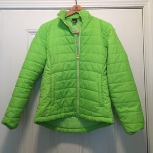 Lime green quilted winter jacket