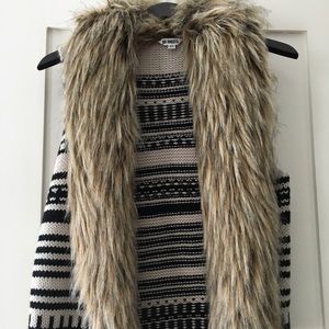 BB Dakota fur trim sweater vest