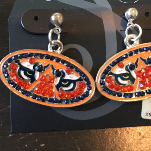 LSU/ AUBURN FANS Tiger Eye P Earrings orange/blue - Picture 2 of 4