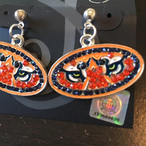 LSU/ AUBURN FANS Tiger Eye P Earrings orange/blue - Picture 3 of 4