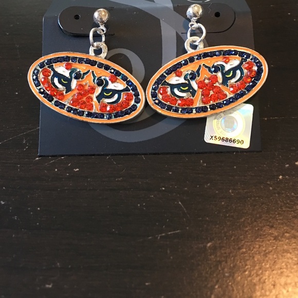 LSU/ AUBURN FANS Tiger Eye P Earrings orange/blue - Picture 4 of 4