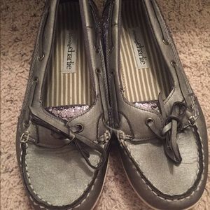 Charming Charlie silver boat shoes