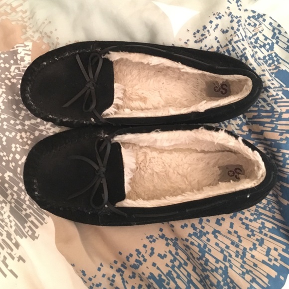 Black Moccasin Slippers