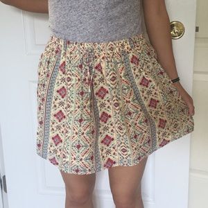 Cream colorful printed skirt