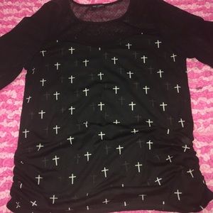 Sheer cross shirt