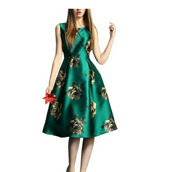 Green floral dress