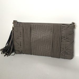 IMOSHIAN Woven Faux Leather Clutch