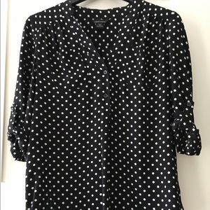 Black and white polka dot blouse