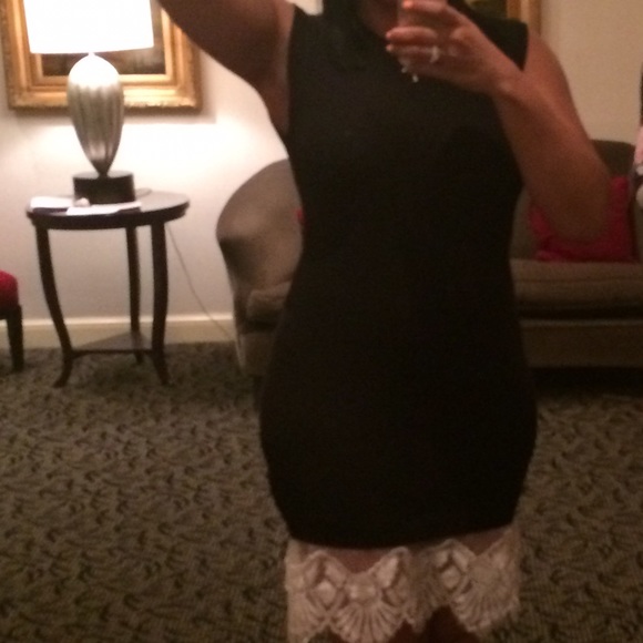 Black dress with white lace bottom