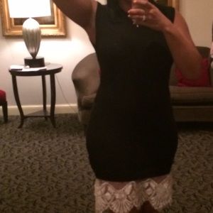Black dress with white lace bottom