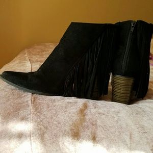 black fringe ankle boots