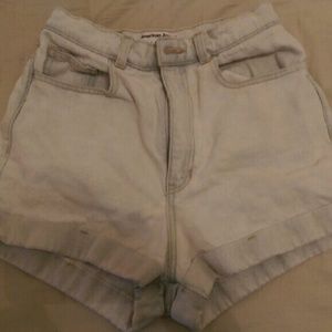 American Apparel high-waisted light demin shorts