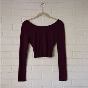 Cropped long sleeve maroon shirt