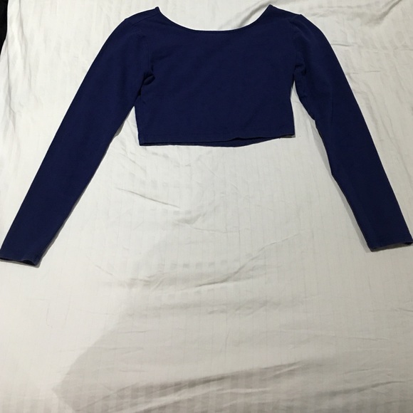 Blue Long Sleeve Crop Top