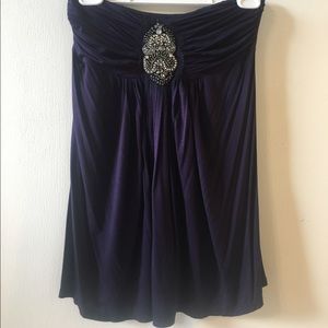 Dark purple strapless top