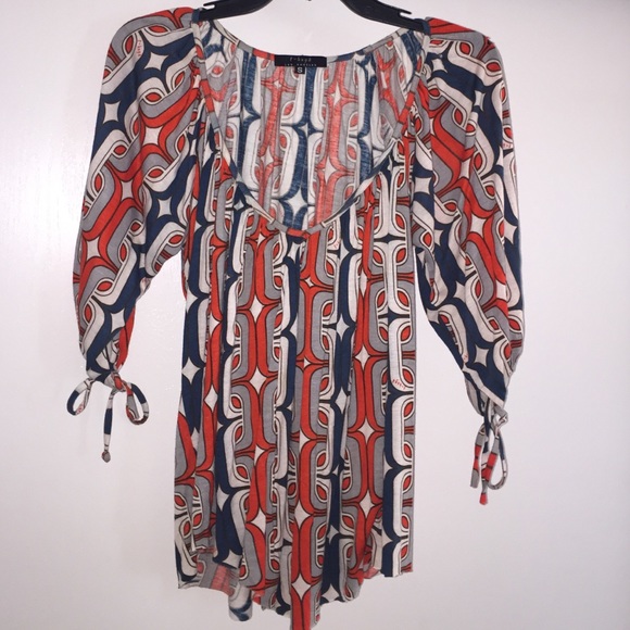 T-Bags Los Angeles Orange & Navy Print Top