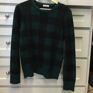 Equipment size M green and black gingham sweater