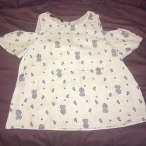 ZARA basics floral open shoulder tunic