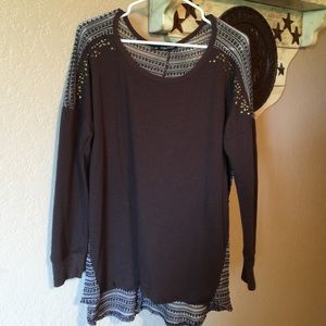 Maurices Plus 1 brown sweater shirt with studs