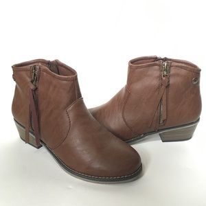 Brown Faux Leather Booties