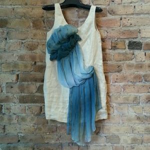 Linen dress with draped detail