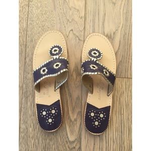 Jack Rogers Midnight Purple and Platinum Sandals ✨