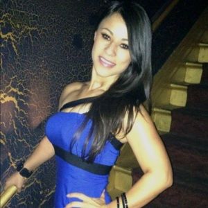 Royal Blue One Shoulder Mini Cocktail Dress Small