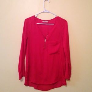 Red Zip Up Blouse