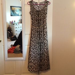 Cheetah print Maxi Dress with Gold Chain Belt