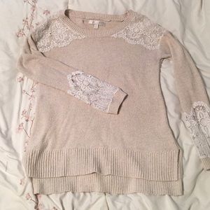Lace and cotton sweater