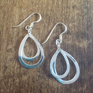 Silver Teardrop Dangle Earrings