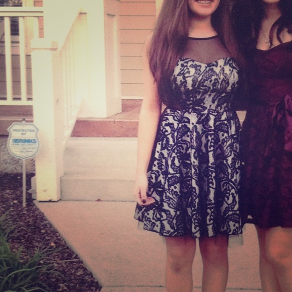 Black lace paisley A-line special occasion dress