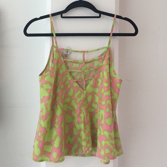 Neon green/pink print spaghetti strap - Picture 2 of 3