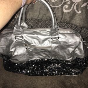 Black and Silver large duffel bag