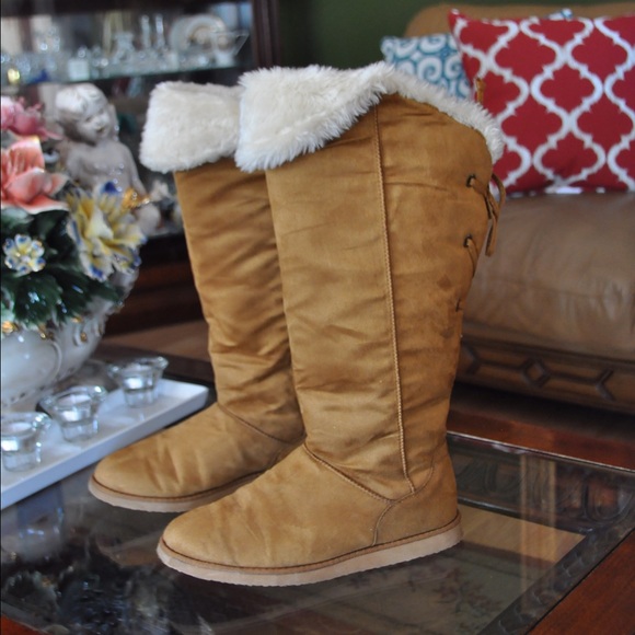 Chestnut Lace Up Knee High Boots
