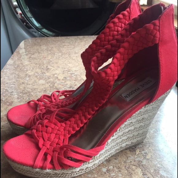 Red Steve Madden Wedges