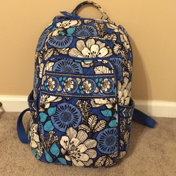 Brand New Vera Bradley Laptop Backpack- Blue Bayou