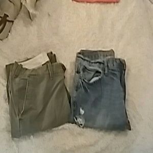 Two mens  jeans and and a polo shirt