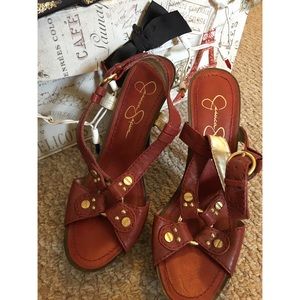 Jessica Simpson Red Leather Heels Size 7