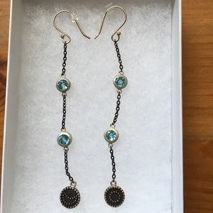 Satya Jewelry Blue Topaz Sun and Moon Earrings