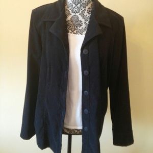 Black faux suede button up jacket size L