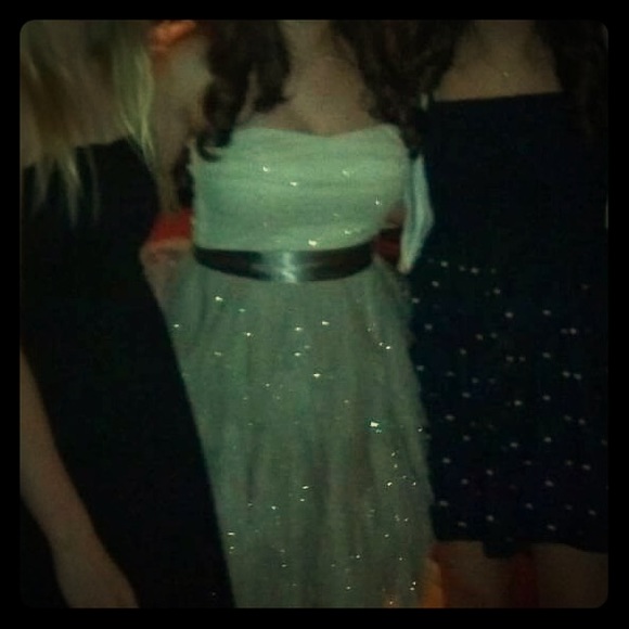 Strapless ruffled taupe special occasion dress - Picture 1 of 2