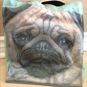Pug tote bag with snap. By Fiddles Elbow. Nee